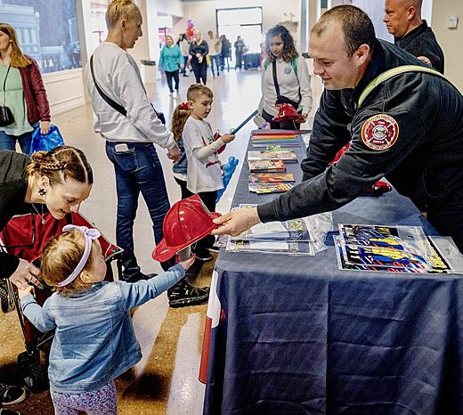 Upper Providence Firefighters share fire safety tips and fun fire hats and books for kids.